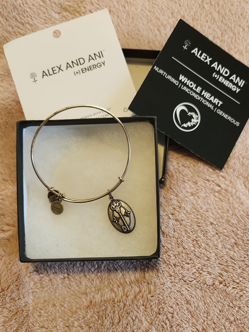 Alex and Ani Silver Whole Heart Charm Expandable Bangle